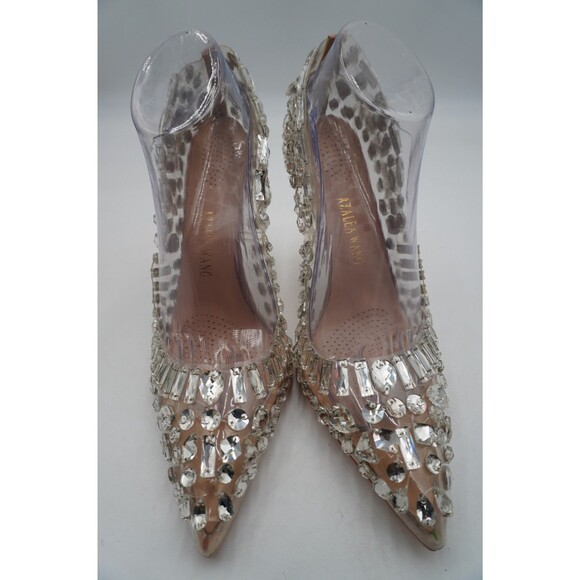 Azalea Wang Bonnie Women's Sz 10 Clear Rhinestone Encrusted Pumps Stiletto Heels - Picture 8 of 14